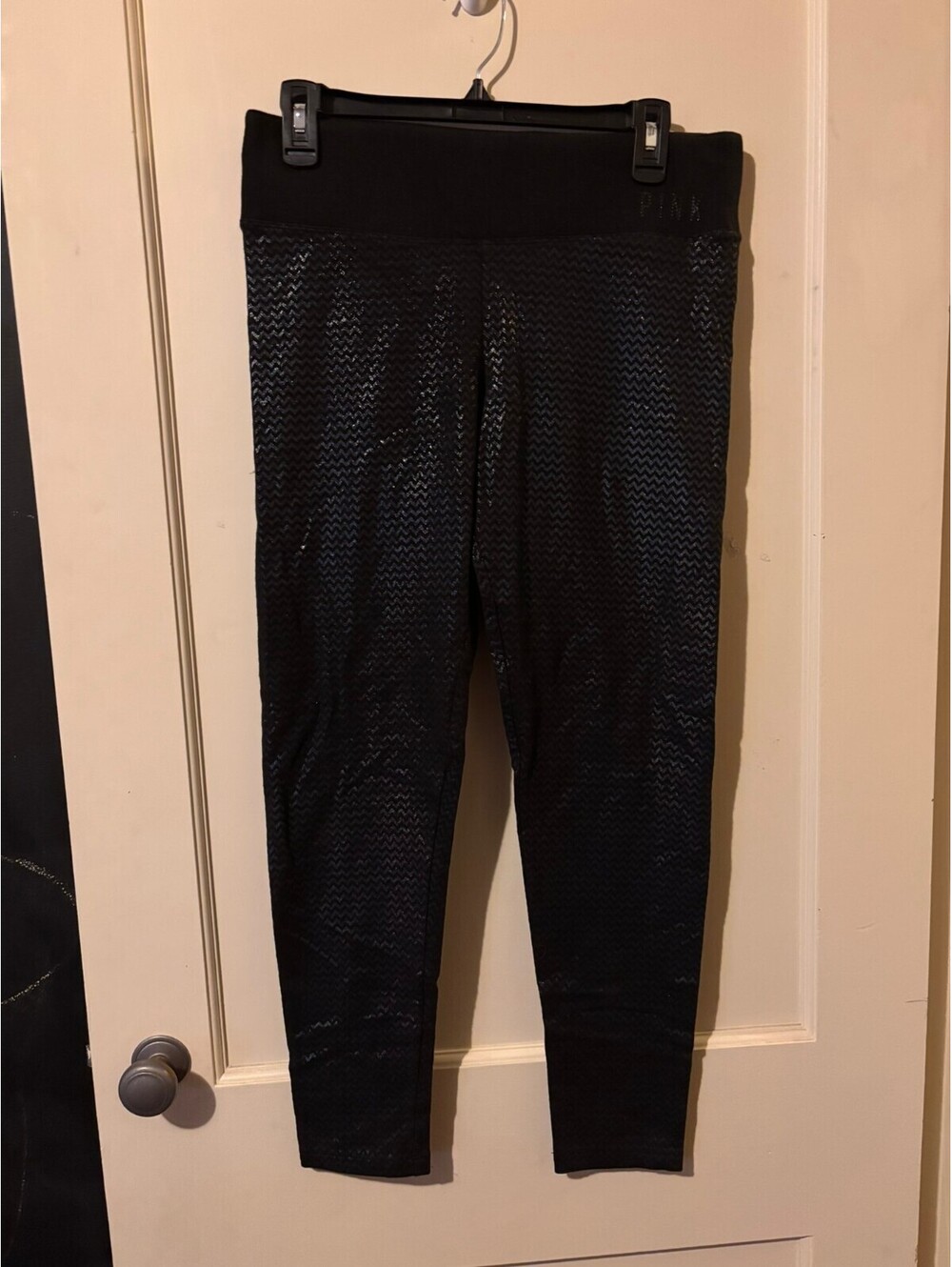 PINK black textured leggings Medium